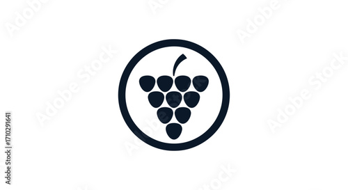Simple Grapes Icon in a Circle.