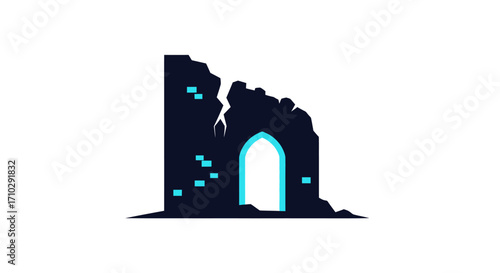 Ruined Architectural Structure, Decaying Fortress, Historical Landmark, Ancient Gate, Damaged Building, Ruins of a Castle.