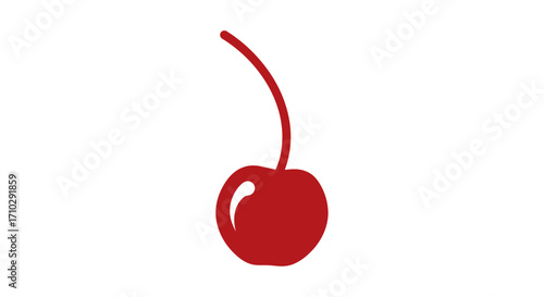 Single Red Cherry Illustration.