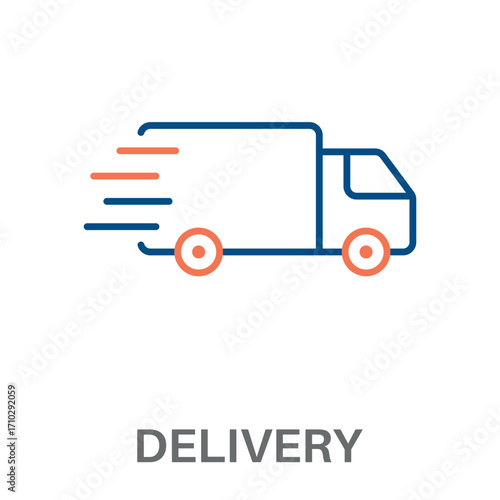 Delivery Outline Color Blue With Orange Concept Simple Style Design Vector