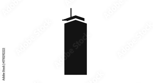 Modern Skyscraper Building Silhouette Icon.