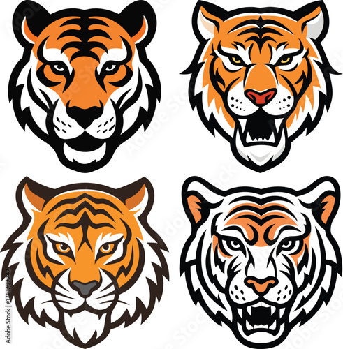 Tiger head logo vector illustration background white
