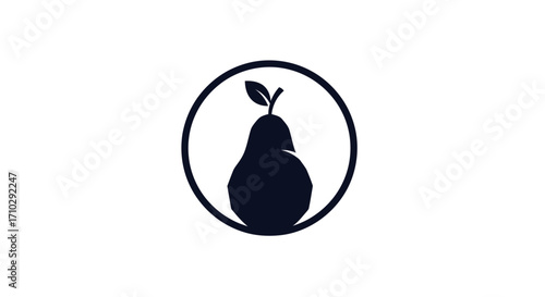 Elegant Pear Silhouette Logo Design in a Circular Frame.