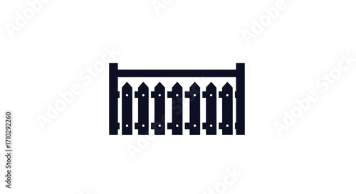Simple Black Wooden Fence Gate Icon.