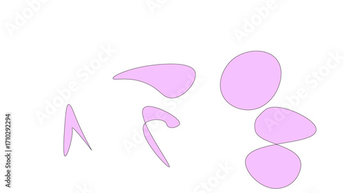Abstract Pink Shapes Isolated on White Background