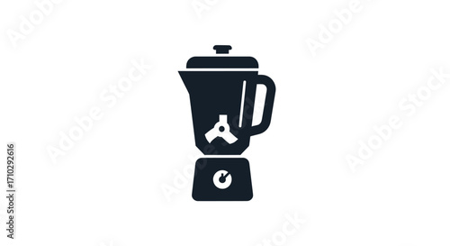Black blender silhouette on white background for kitchen appliance concept.