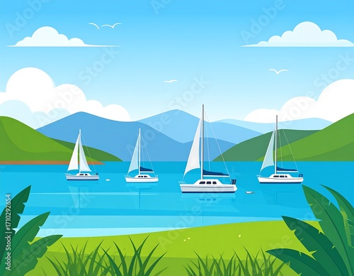Serene Sailing Landscape on a Sunny Day