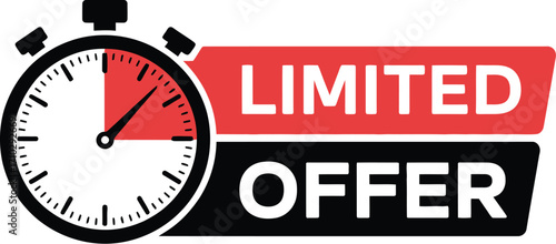 Urgent limited offer with stopwatch timer indicating time running out for sale