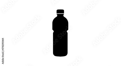 Black silhouette of a plastic water bottle.