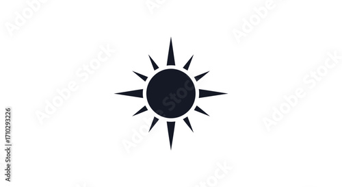 Black sun symbol representing light and energy radiating outwards from a central point.
