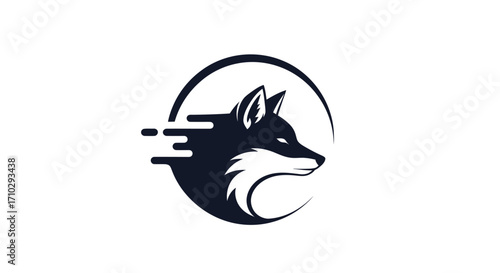 Sleek Fox Head Logo with Speed Trails in a Circle.