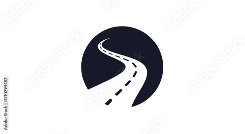 Stylized Winding Road Graphic Icon Representing Journey And Progress.