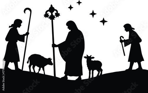 Holiday christmas Nativity silhouette vector illustration