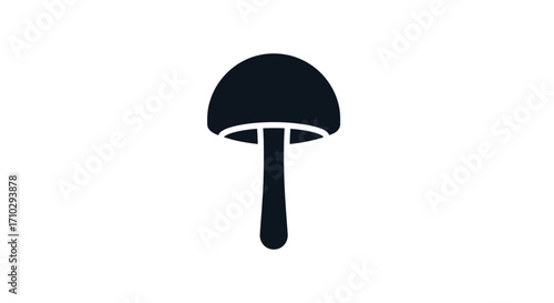Simple black mushroom silhouette icon vector graphic.