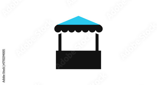 Simple Stylized Market Stall Kiosk Icon for Commerce and Events.