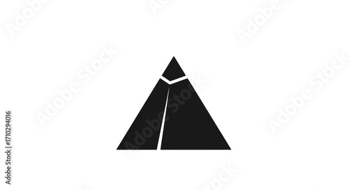Minimalist Black Pyramid Geometric Shape Abstract Symbol Icon.