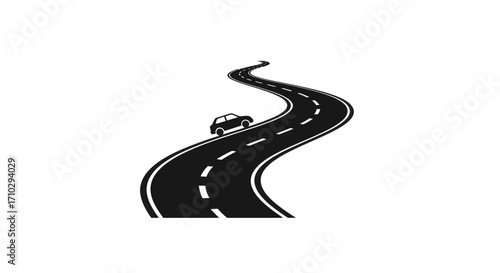 winding road journey car travel asphalt.