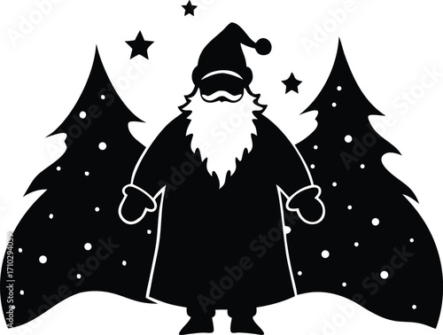Santa claus christmas holiday silhouette vector illustration