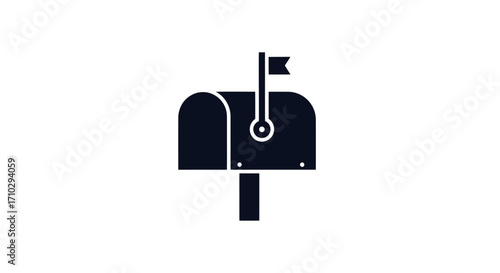 Mailbox with Flag Up - A Symbol of Communication and Delivery.