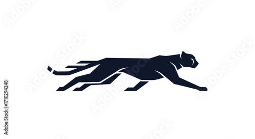 Stylized Black Panther in Motion Abstract Logo.