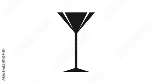 Elegant Martini Glass Silhouette Icon.