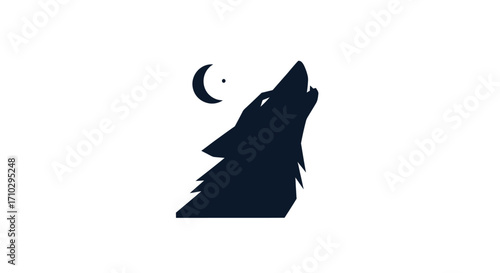 Silhouette of a Howling Wolf and Moon.