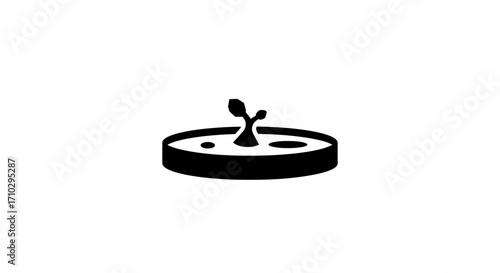 Plant growing in petri dish, scientific experiment, laboratory research concept.