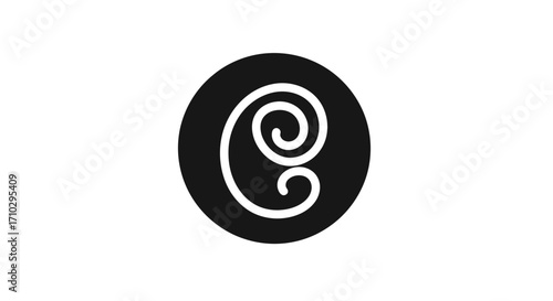 Abstract swirl design in a circle logo.