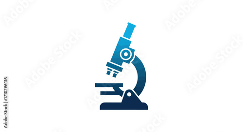 Blue Microscope Icon for Scientific Research and Laboratory Work.