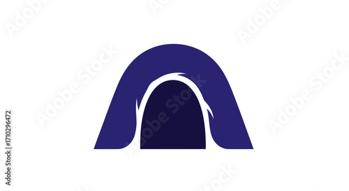 Abstract cave entrance logo design illustration.