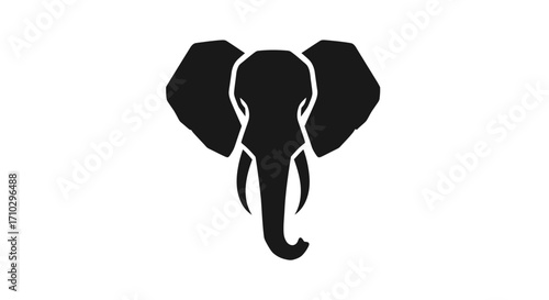 Simple black silhouette of an elephant head icon.