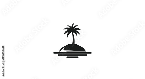 Tropical Island Palm Tree Silhouette Minimalist Design.