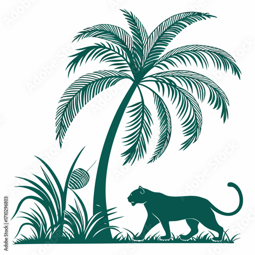 Tropical Palm Tree Icon Seamless Summer Design