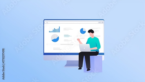 Analyzing business metrics office environment digital content professional setting informative viewpoint data insights