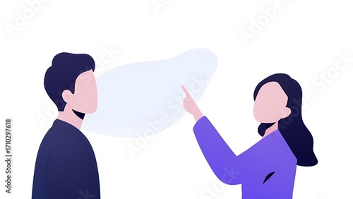 Engaging discussion between two individuals digital setting illustration minimalist style close-up perspective communication concept