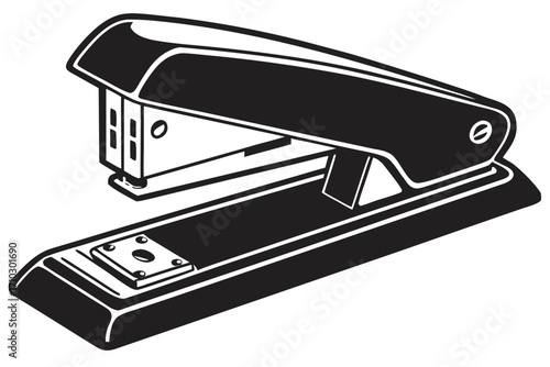 Black and white illustration of a classic office stapler