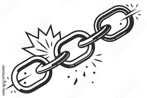 Broken chain link symbolizing freedom and breaking barriers
