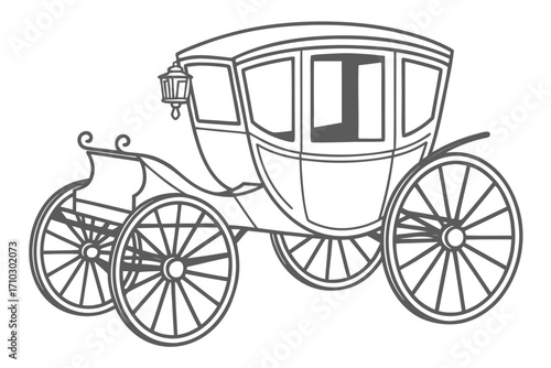 Elegant horse drawn carriage illustration in vintage style