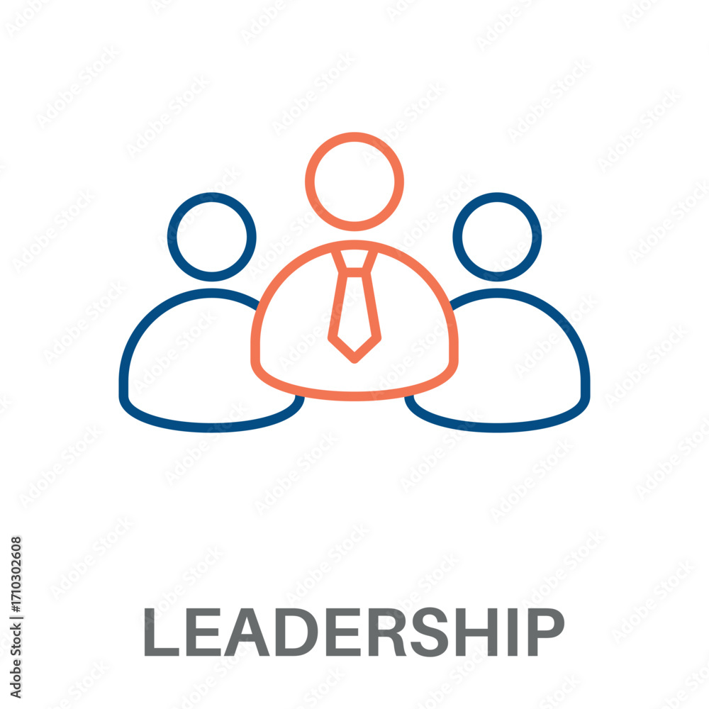 Fototapeta premium Leadership Outline Color Blue With Orange Concept Simple Style Design Vector