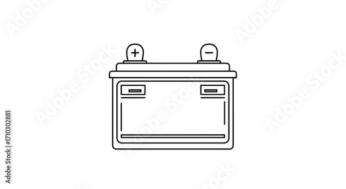 Detailed schematic illustration of a car battery on a clean white backdrop showcases energy storage