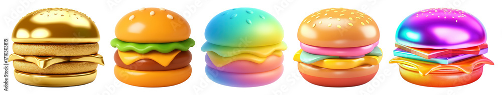 Fototapeta premium Colorful digital burger icons