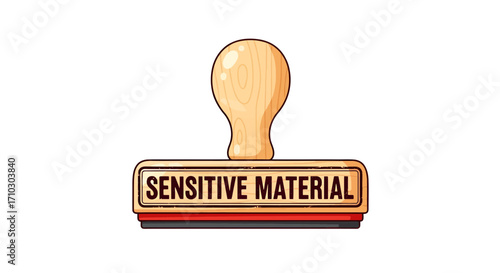 Illustrated rubber stamp indicating sensitive material caution for confidentiality