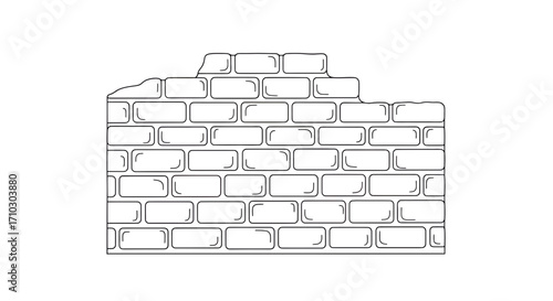 Illustration of an unfinished brick wall with missing bricks revealing a construction element