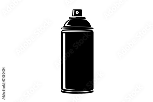 Stylized Spray Paint Can in Black and White with Paint Drips, Vector Illustration, Monochrome Graffiti Art Tool: Stylized Spray Can with Dripping Paint