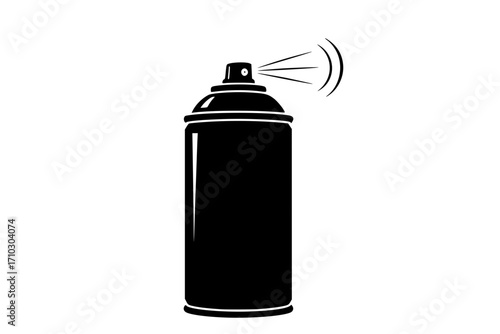 Stylized Spray Paint Can in Black and White with Paint Drips, Vector Illustration, Monochrome Graffiti Art Tool: Stylized Spray Can with Dripping Paint