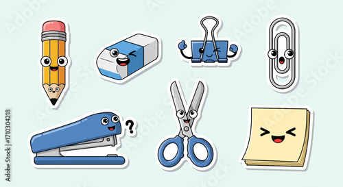 Cute Kawaii Stationery Characters Collection.