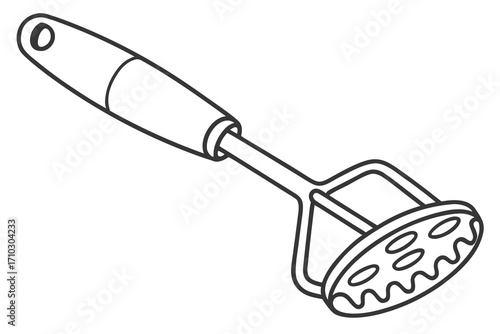 Simple line drawing of a potato masher kitchen utensil