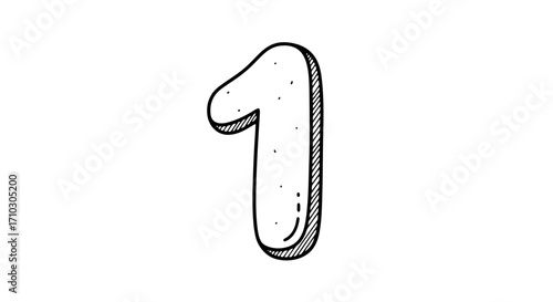 Stylized Number One Illustration with Bold Outline for Educational Resources, design