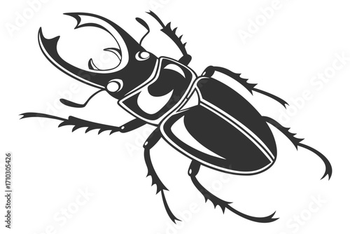 Stylized illustration of a stag beetle with large mandibles