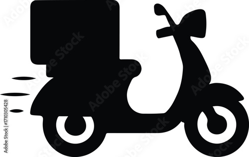 Express Delivery Scooter Icon – Fast Food & Parcel Service Vector